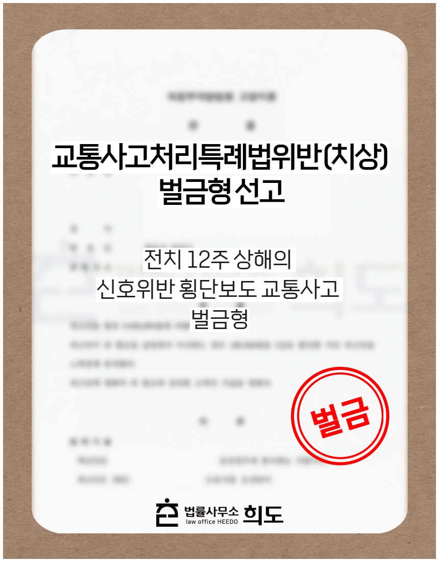 전치 12주 상해의 신호위반 교통사고 벌금형