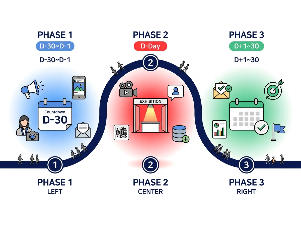 원플랜마케팅 전시 홍보 3단계 전략 사전홍보 현장운영 사후리드관리