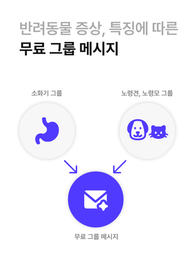 반려동물 증상, 특징에 따른 무료 그룹 메시지
