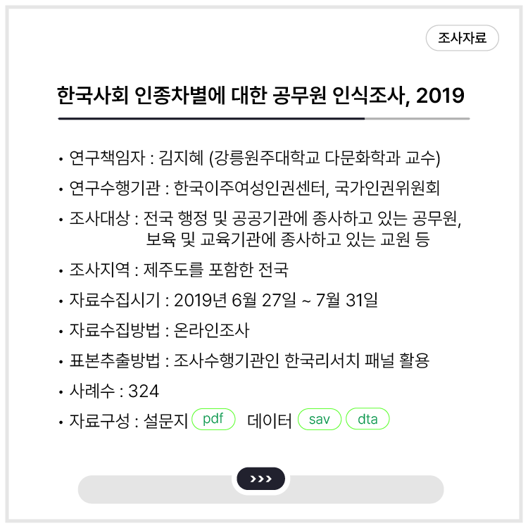 <한국사회 인종차별에 대한 공무원 인식조사, 2019>