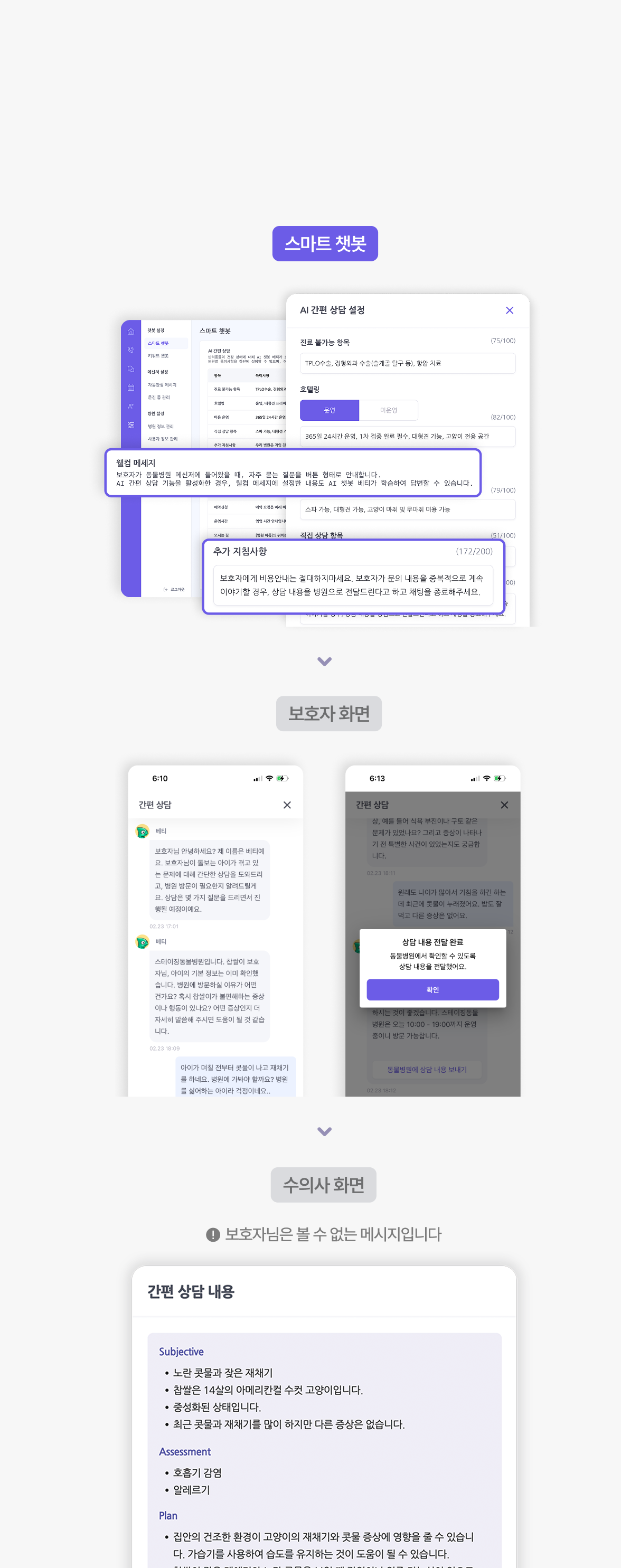 <span style="display: inline-block; margin-top: 15px; margin-left: 15px; color: #A8A8A8; font-family: Pretendard; font-size: 24px; font-style: normal; font-weight: 600; line-height: normal; letter-spacing: -0.384px;">24시간 반복 문의 대응</span><br><span style="display: inline-block; margin-left: 15px; color: #121212; font-family: Pretendard; font-size: 24px; font-style: normal; font-weight: 700; line-height: normal; letter-spacing: -0.192px;">AI 스마트 채팅</span>