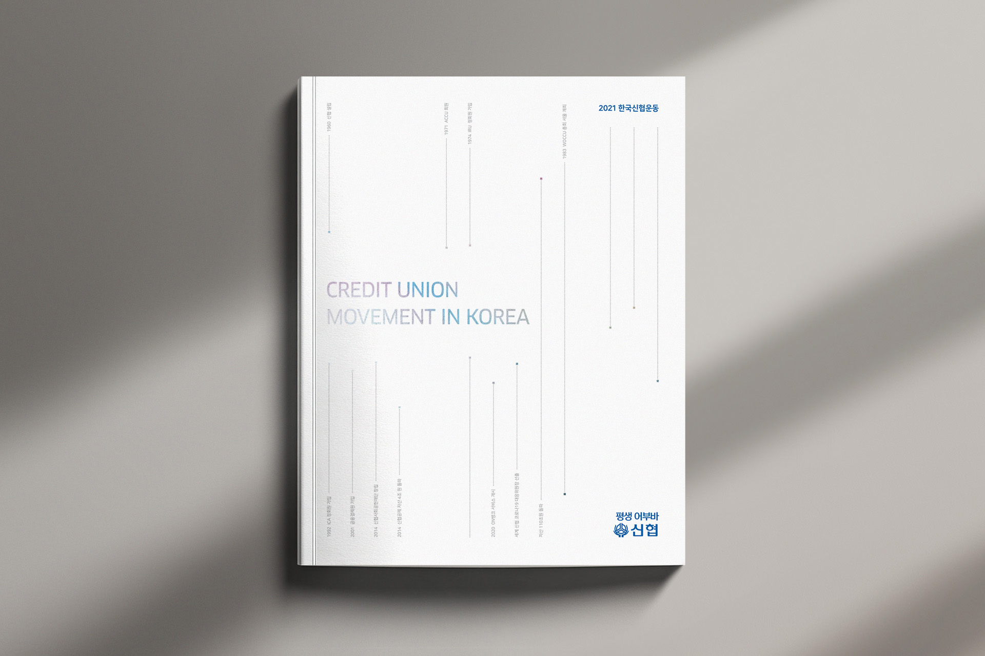 신협 브로슈어 표지 디자인 - 신협의 역사를 타임라인으로 디자인