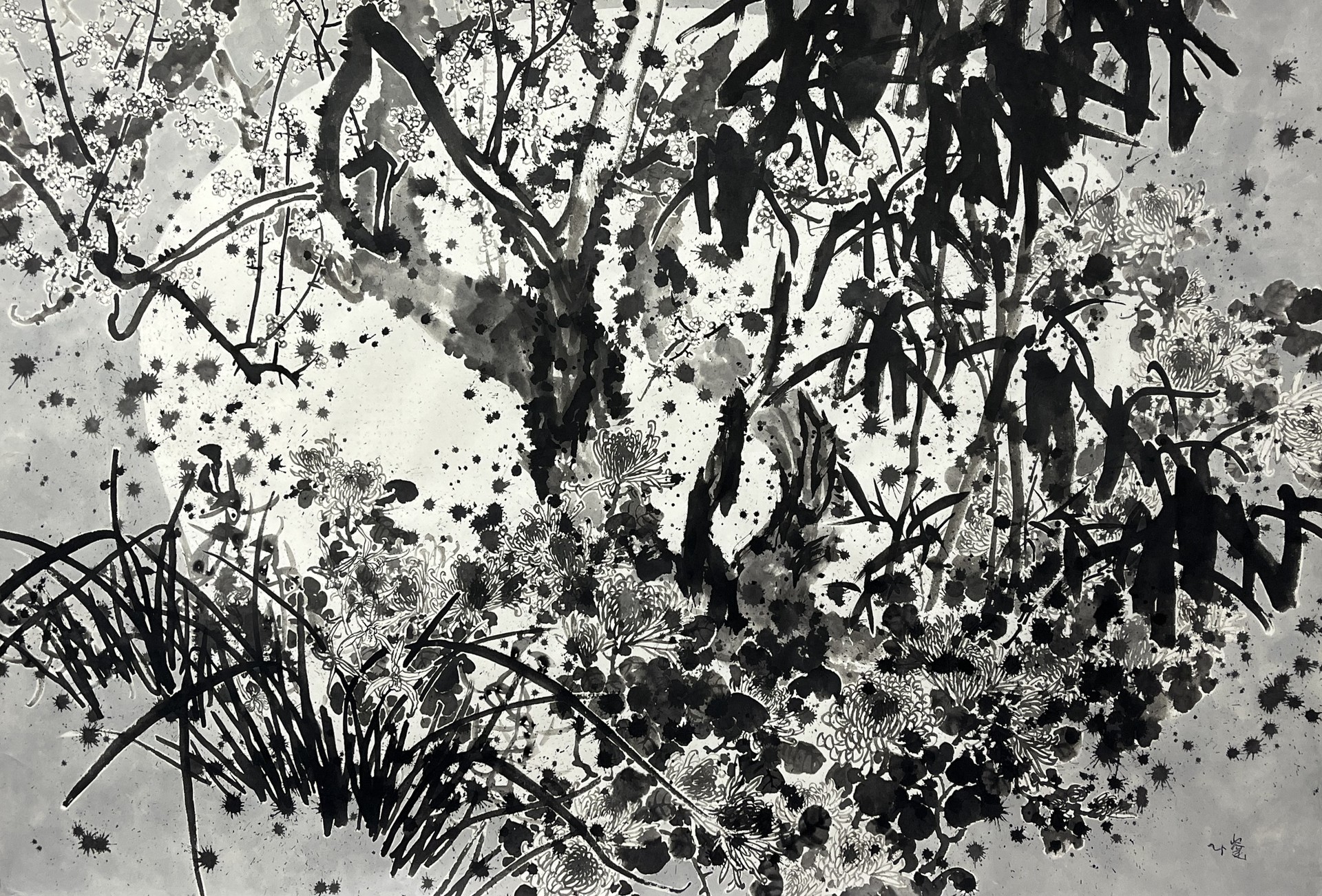 우용민, 사군자, 한지에 수묵, 2025