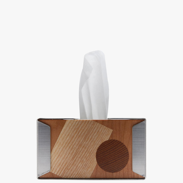 x LEEYEZI STAINLESS STEEL TISSUE CASE/ MATT SILVER, WOOD : GBH