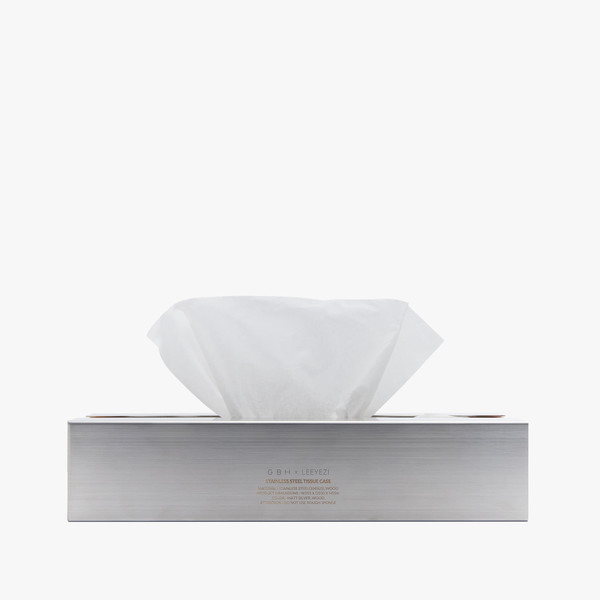 x LEEYEZI STAINLESS STEEL TISSUE CASE/ MATT SILVER, WOOD : GBH