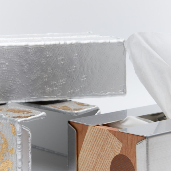 x LEEYEZI STAINLESS STEEL TISSUE CASE/ MATT SILVER, WOOD : GBH
