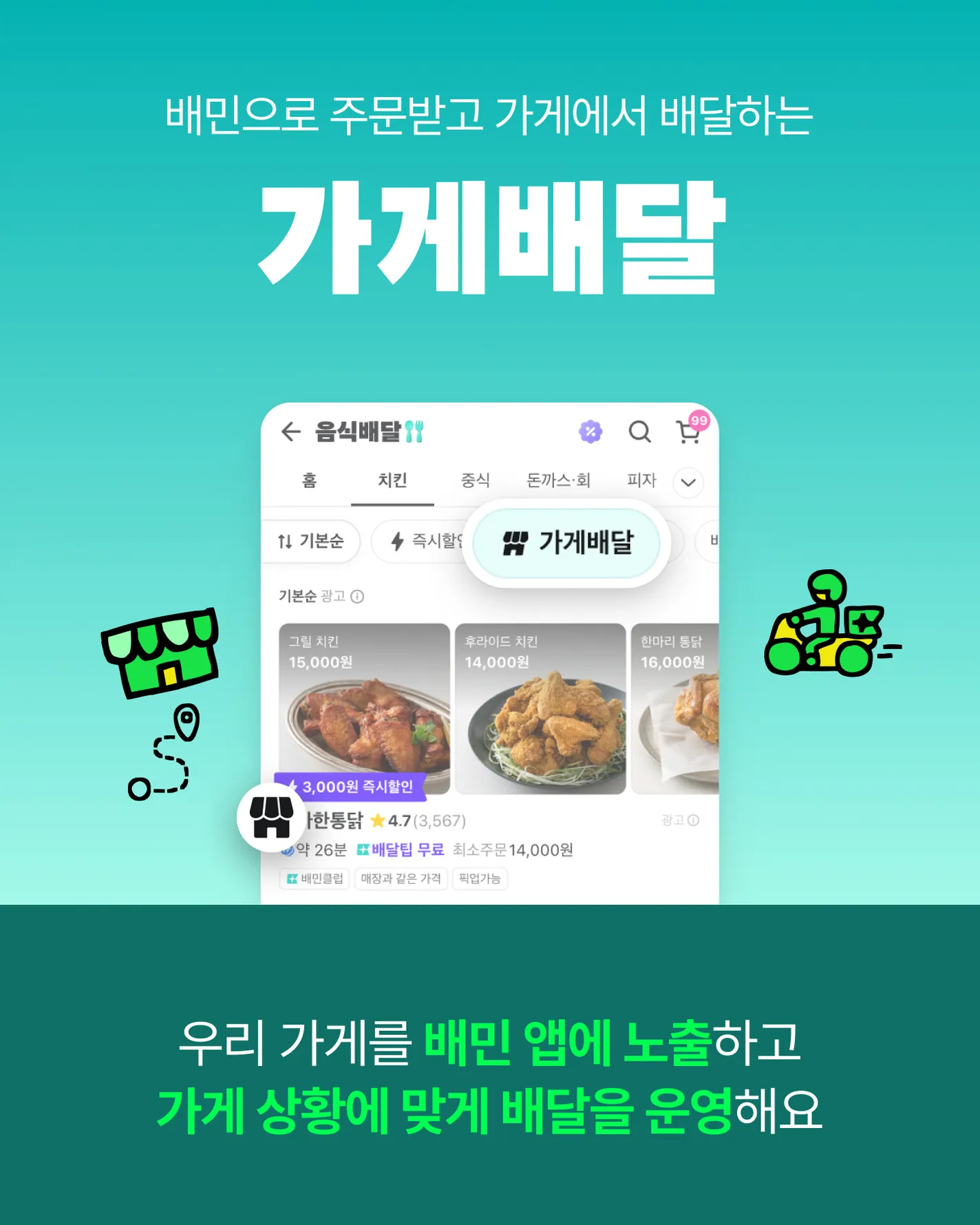 배민 광고 상품인 가게배달 대표 이미지