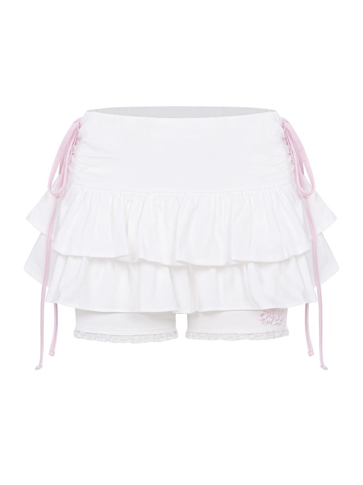 Dolly Hime Training Skort (white x babypink) : SHUSHU CHERRY