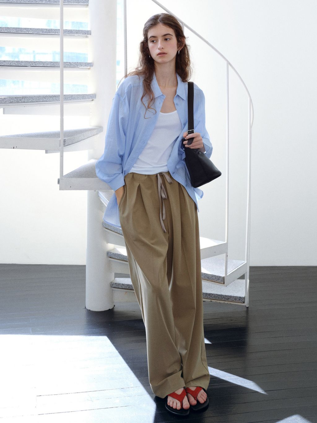 Inverted drawstring pants_2colors : URAGO