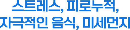 스트레스, 피로누적, 자극적인 음식, 미세먼지