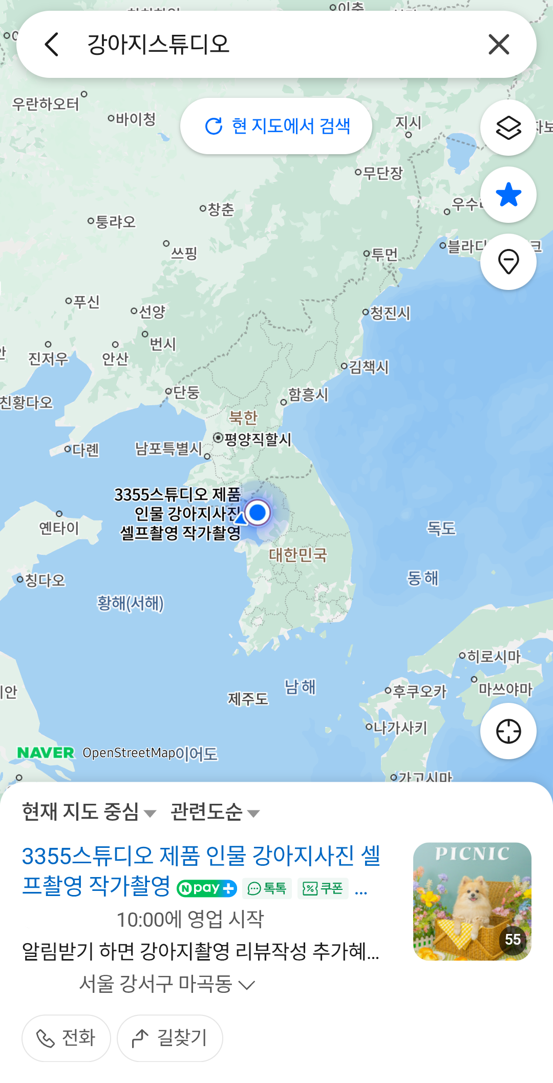 3355스튜디오 강아지사진관 네이버지도 검색결과 최상위 추천