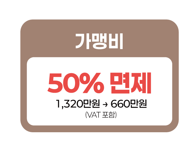 가맹비 50% 면제 1,320만원 → 660만원