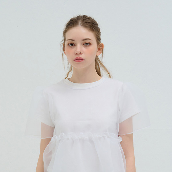 ORGANZA LAYERED BLOUSE WHITE 상세 이미지