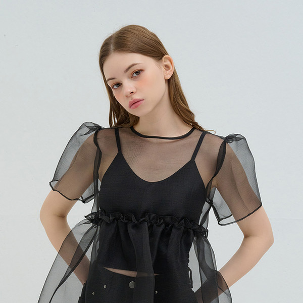 ORGANZA LAYERED BLOUSE BLACK 상세 이미지