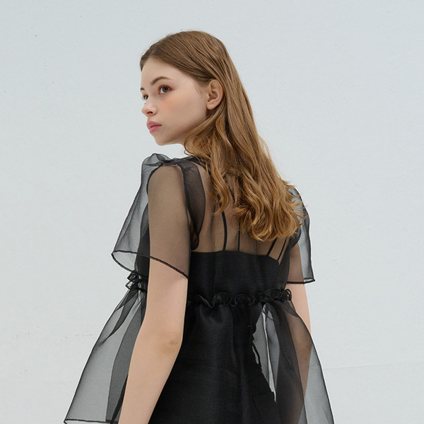 ORGANZA LAYERED BLOUSE BLACK 상세 이미지