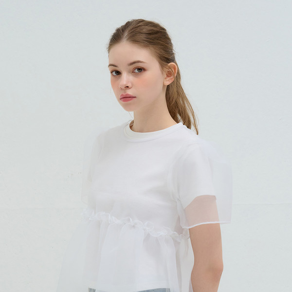ORGANZA LAYERED BLOUSE WHITE 상세 이미지