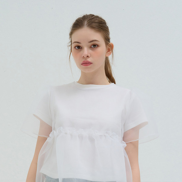 ORGANZA LAYERED BLOUSE WHITE 상세 이미지