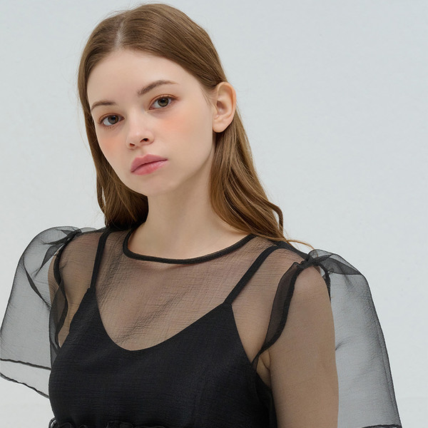 ORGANZA LAYERED BLOUSE BLACK 상세 이미지