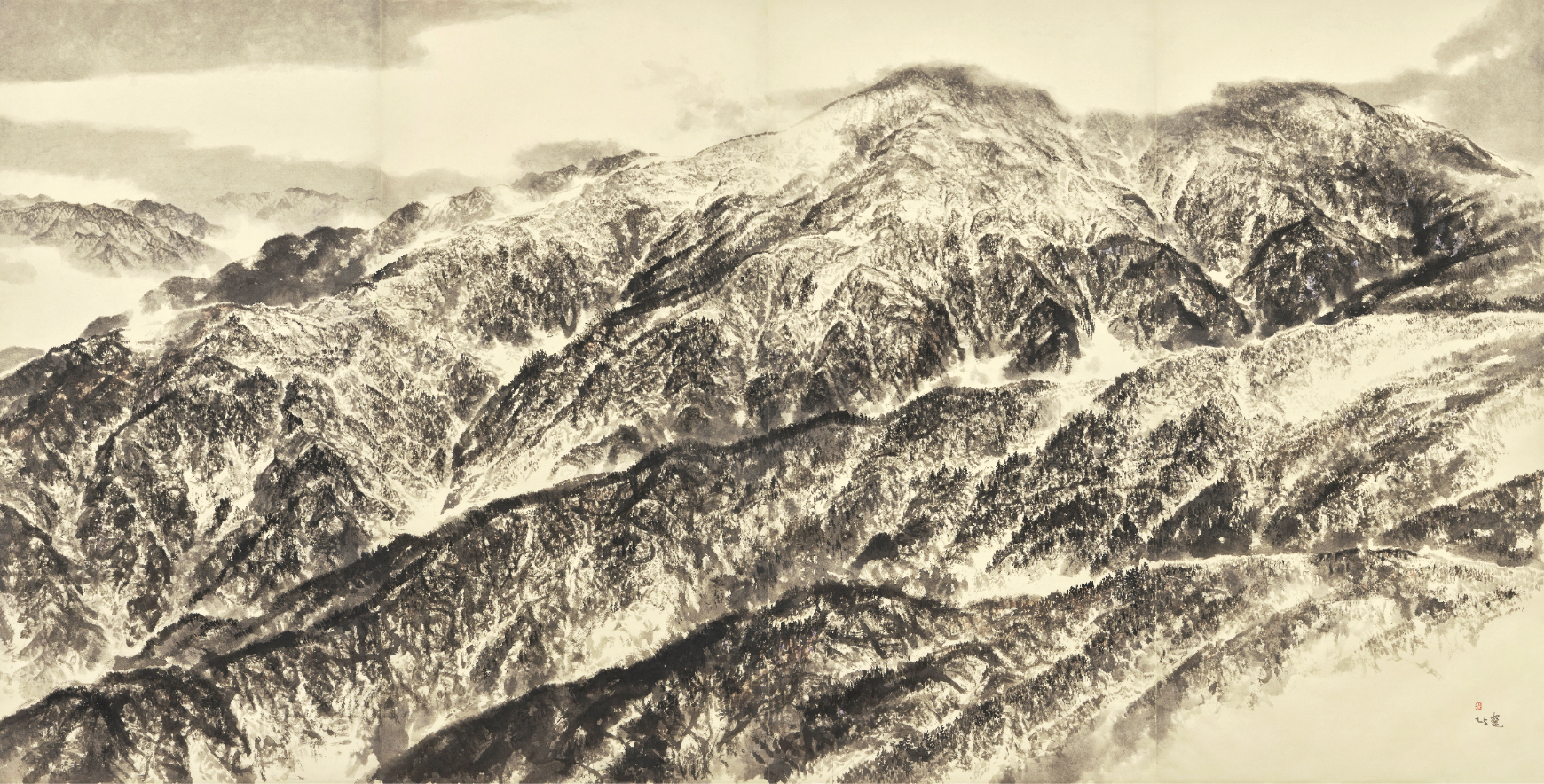 우용민, 반야봉, 한지에 먹 182x360 2025
