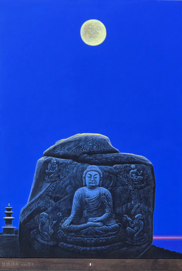 이종구 두류불국頭流佛國,  캔버스에 아크릴릭, 오브제 94x65cm 2024