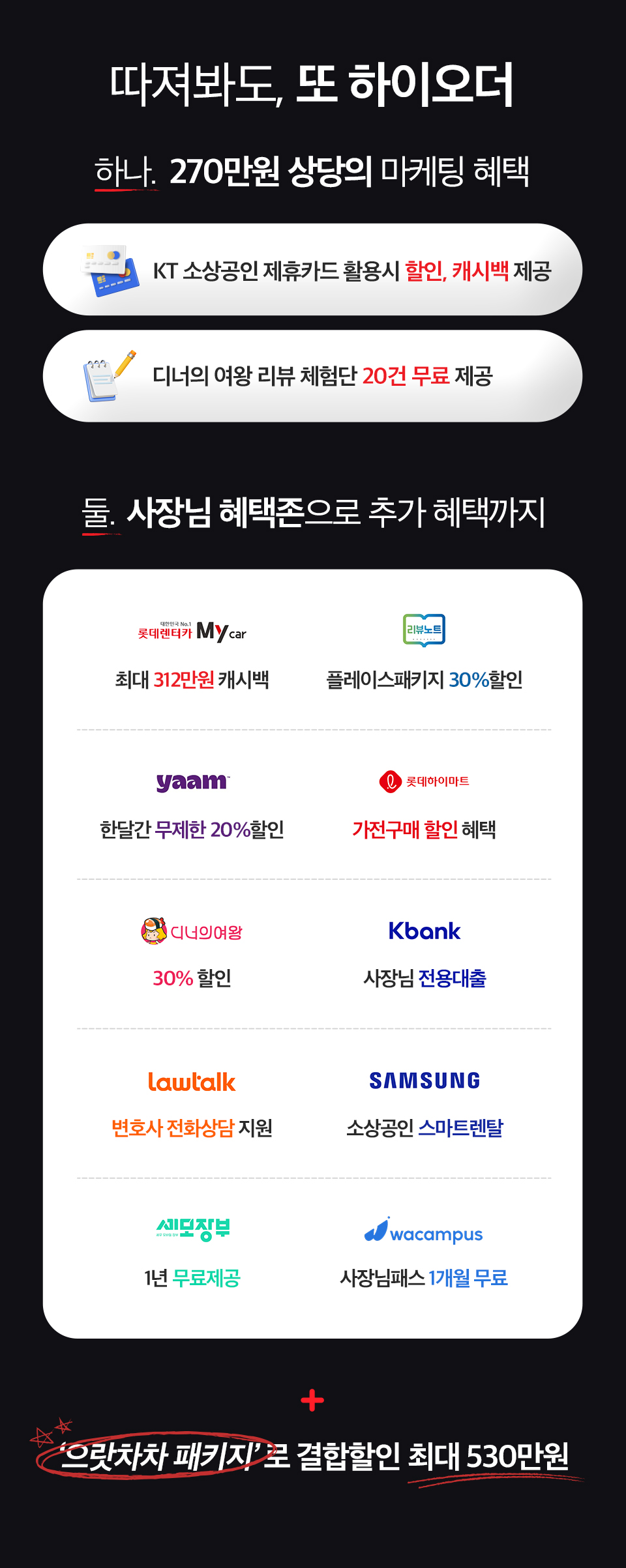 KT하이오더 KT마케팅 혜택 사장님 혜택존 행사