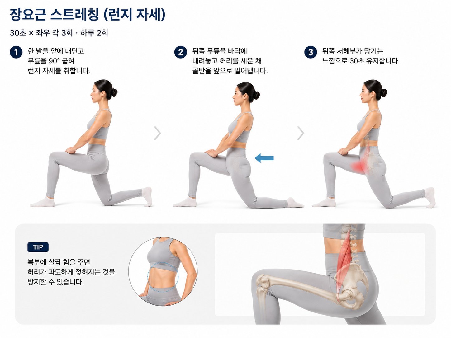 장요근 스트레칭 런지 자세