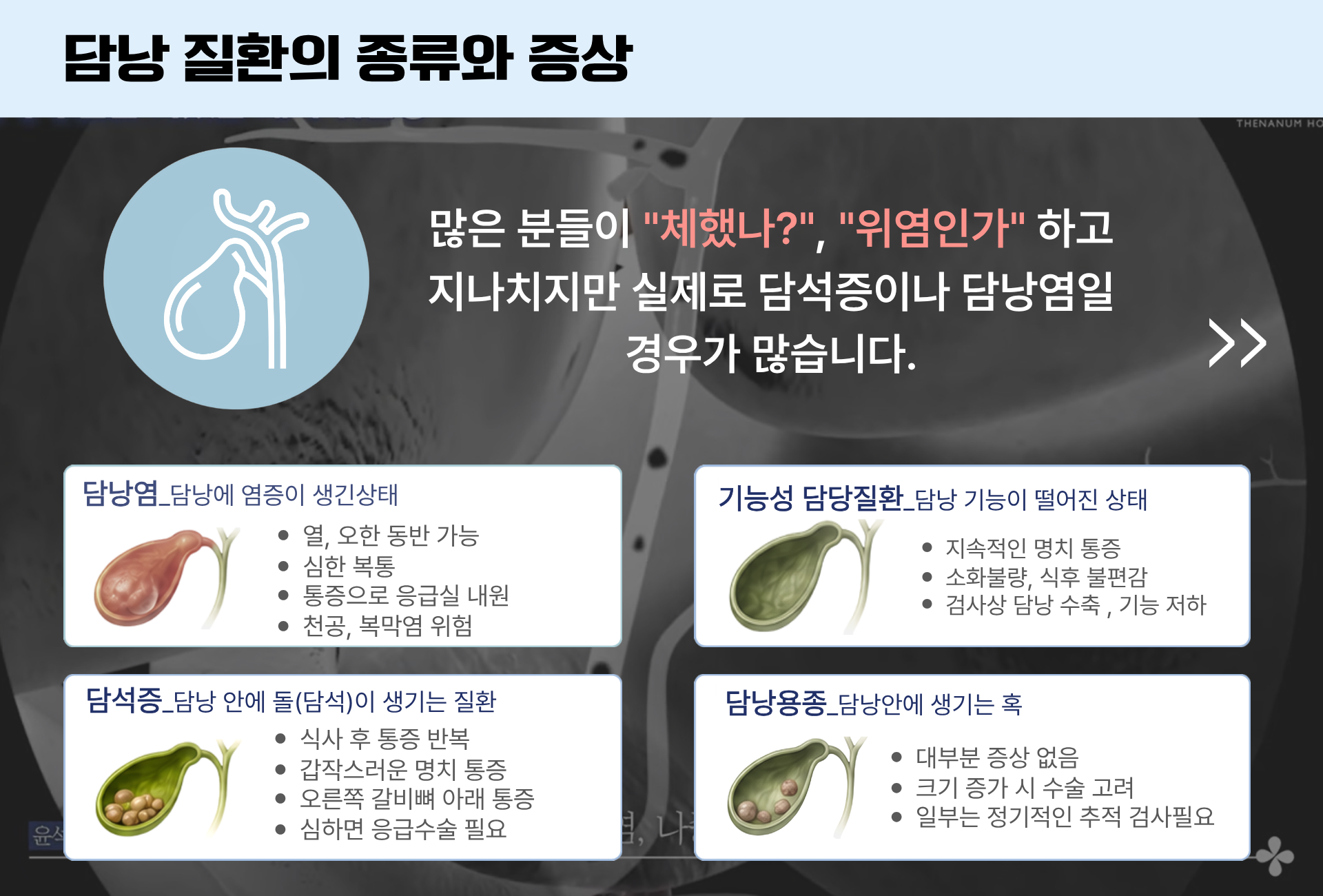 담낭 질환의 종류와 증상 