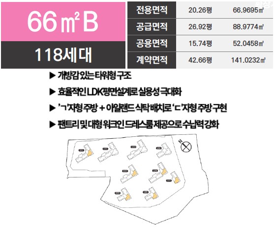 66㎡B 118세대 플랜 및 위치도