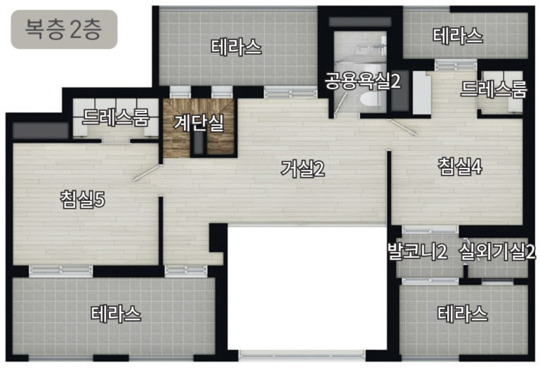 127㎡A 복층 2층 평면도