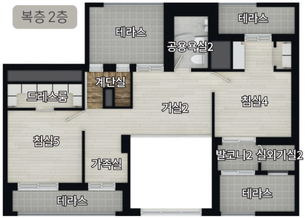 104㎡A 복층 2층 평면도