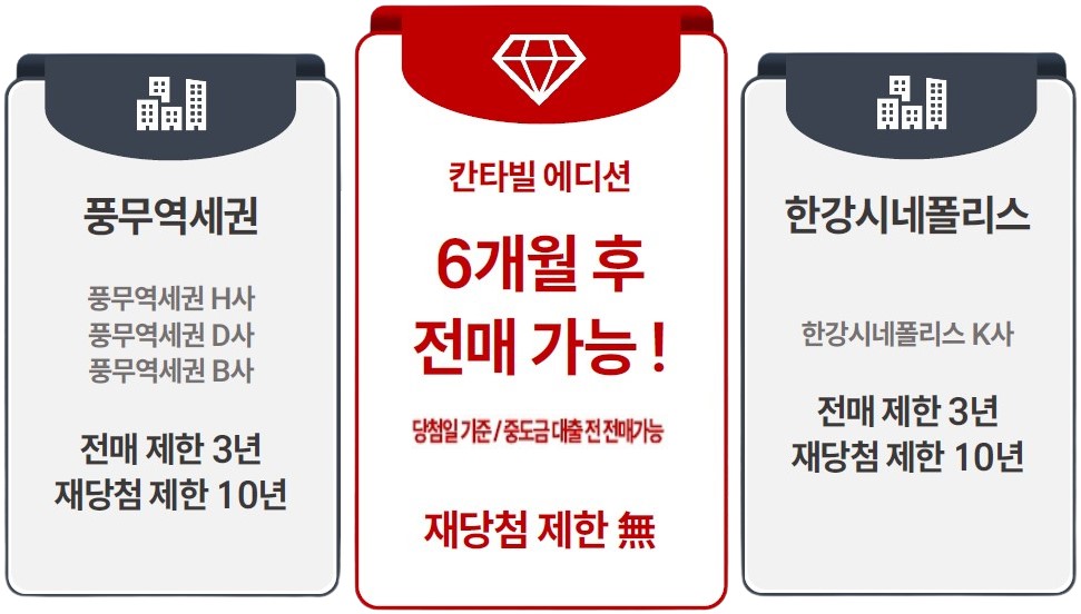 김포 칸타빌 6개월 후 전매가능, 재당첨 제한 無