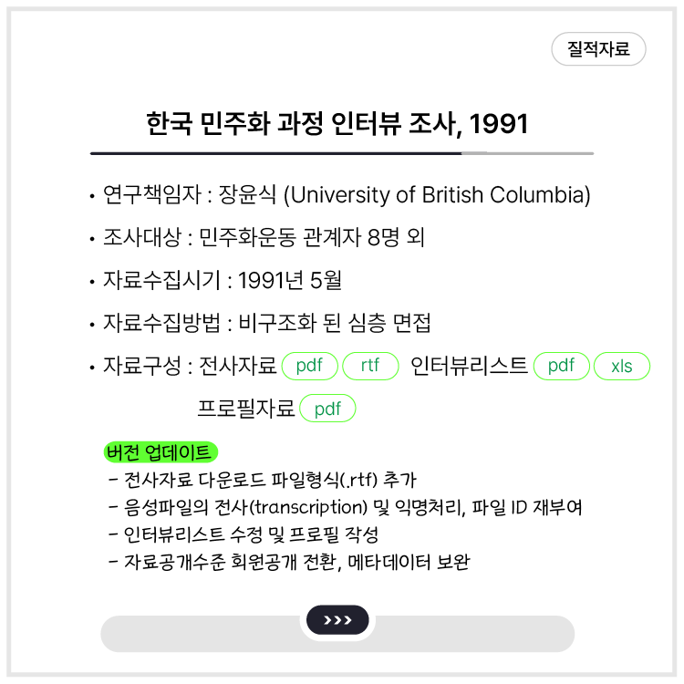 <한국 민주화 과정 인터뷰 조사, 1991>