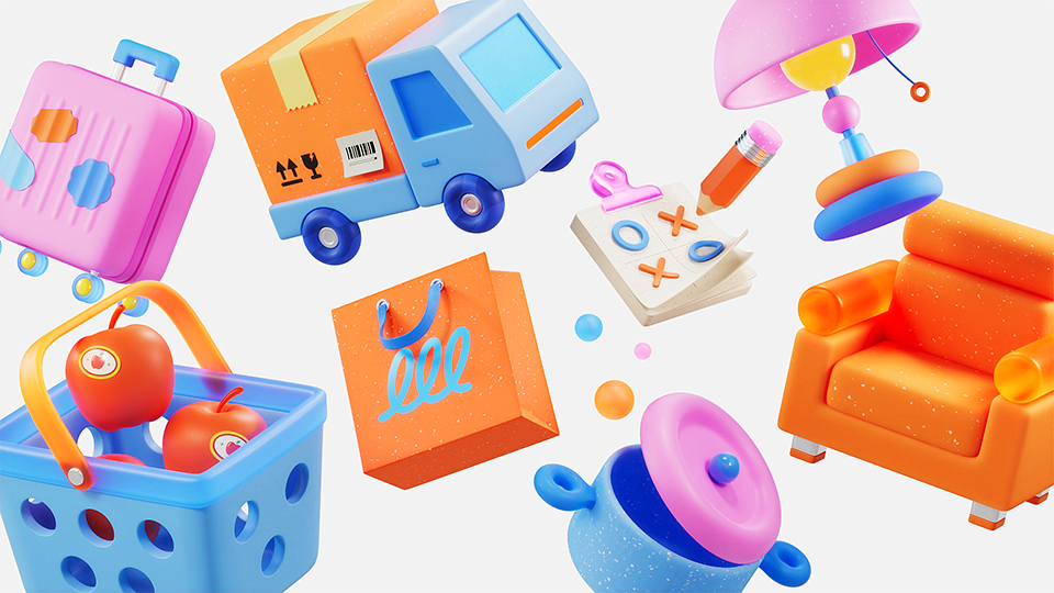 Shopping 3D Icon Assets