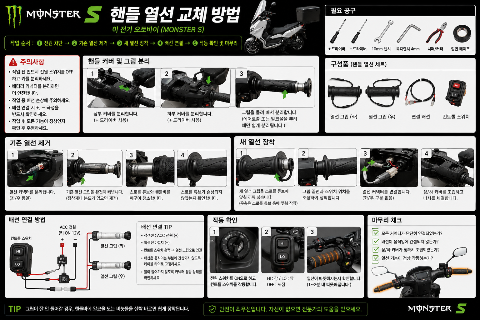 지센드 몬스터S 핸들 열선 교체 방법