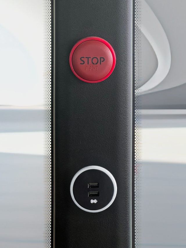 Passenger USB Charging Ports / Stop Request Button