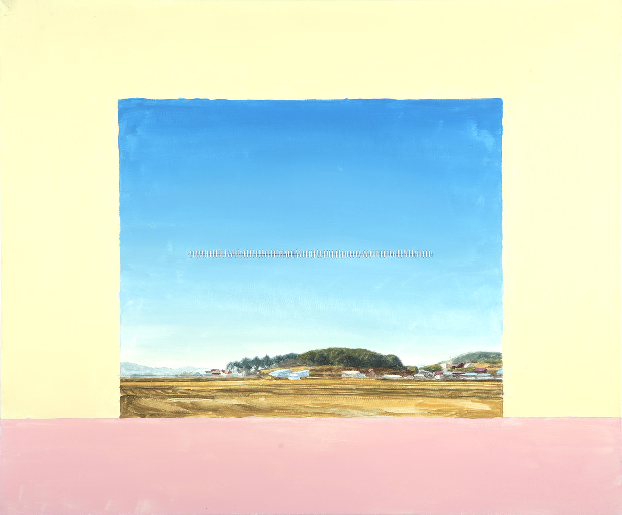 〈판교천에서 바라본 풍경〉, 2021,<br>72.7 × 60.6cm(20F), 캔버스에 유채<br>Landscape Seen from Pangyo Stream, 2022,<br>72.7 × 60.6cm, oil on canvas