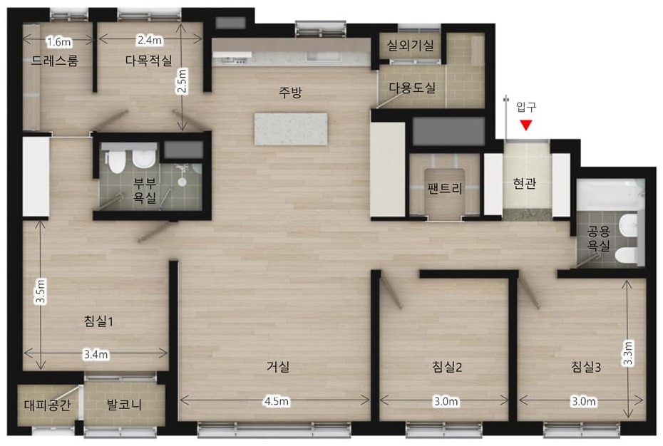 김해 장유역 한라비발디 세대안내 - 84㎡A 평면도