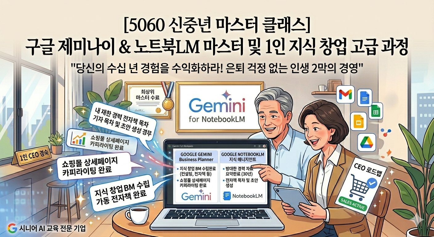 시니어 ai 인공지능 제미나이 노트북lm 1인 기업가 고급 교육