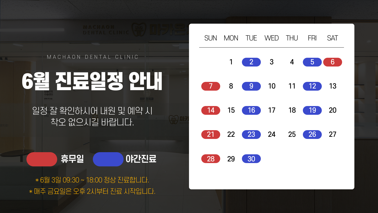 진료일정 안내