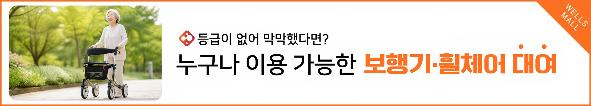 복지용구의 정석, 웰스몰. 누구나 이용 가능한 보행기,휠체어 대여