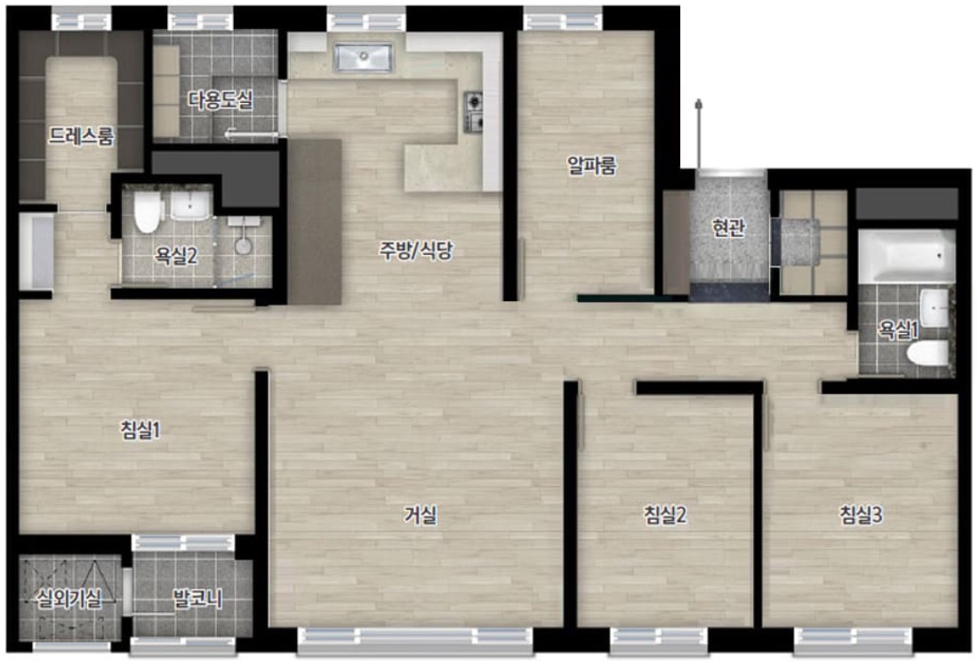 옥천역 금호어울림 세대안내 - 84㎡A 평면도