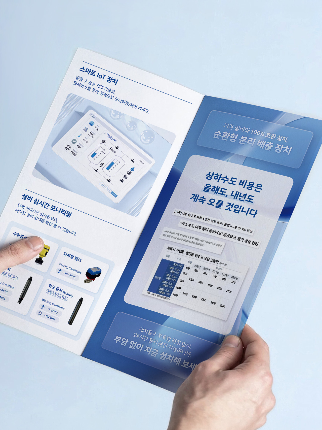 하수 재이용 서비스 기업 리플렛 디자인
