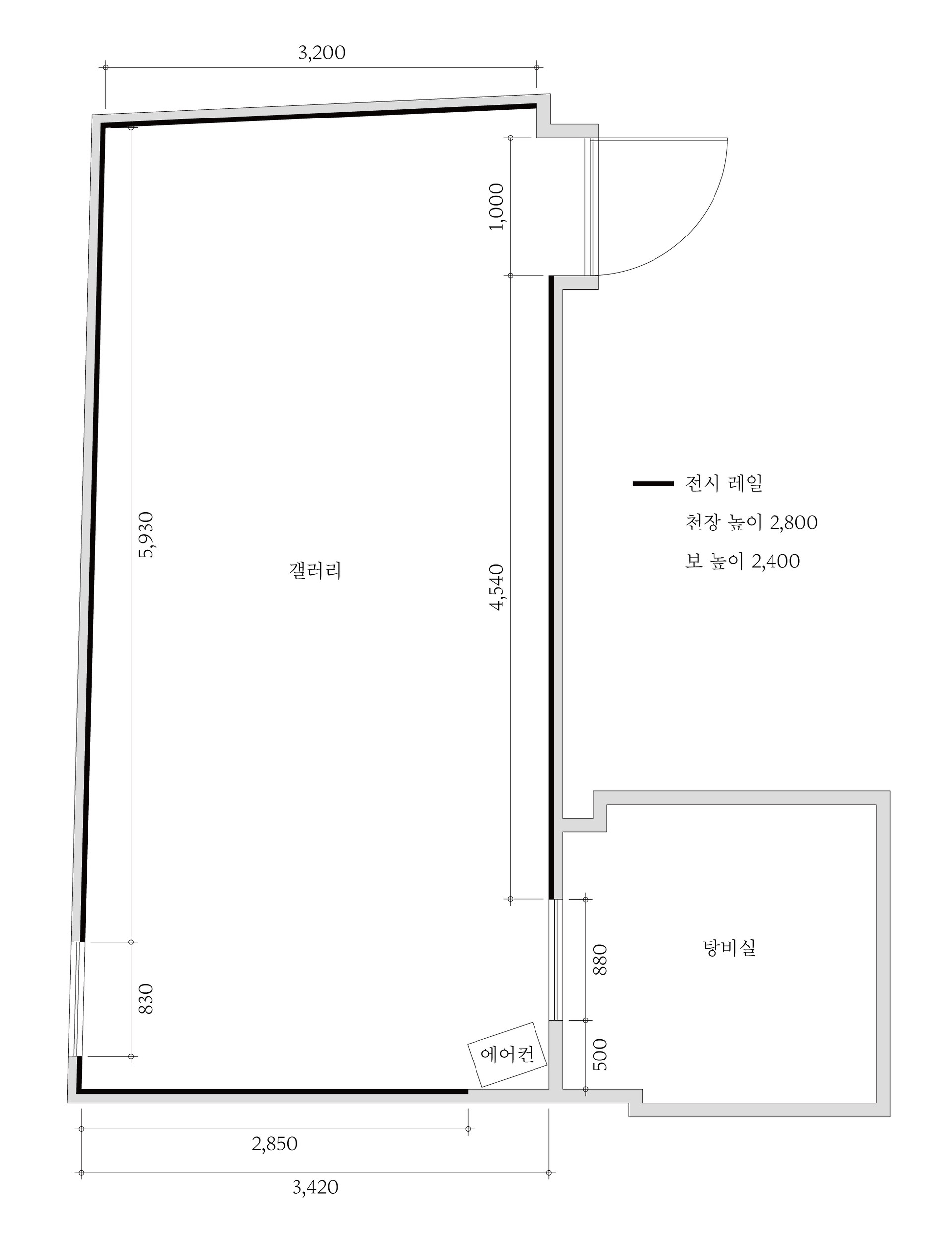 신촌 홍대 갤러리 지하 전시 공간 도면
