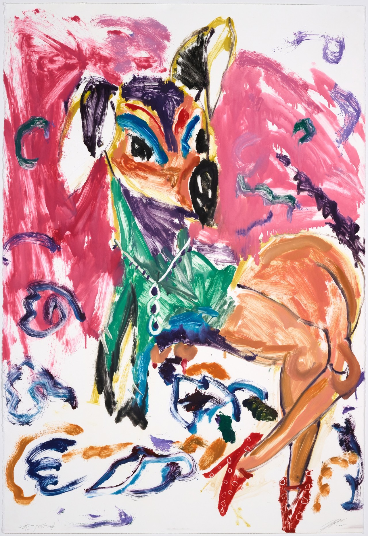 〈Self-portrait〉, 2025,<br>157x108cm, Monotype on cotton paper