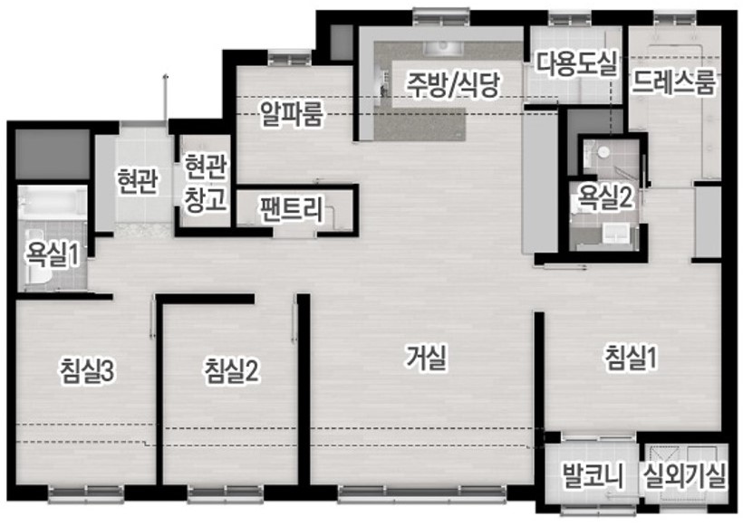트리븐 서산 - 유니트 98㎡ 기본형 평면도