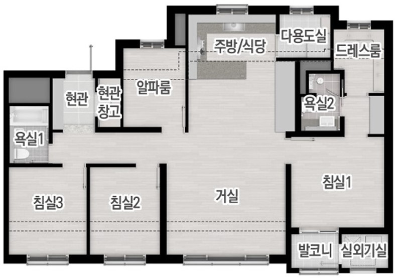 트리븐 서산 - 유니트 84㎡A 기본형 평면도