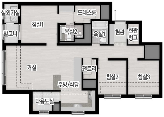 트리븐 서산 - 유니트 84㎡B 기본형 평면도