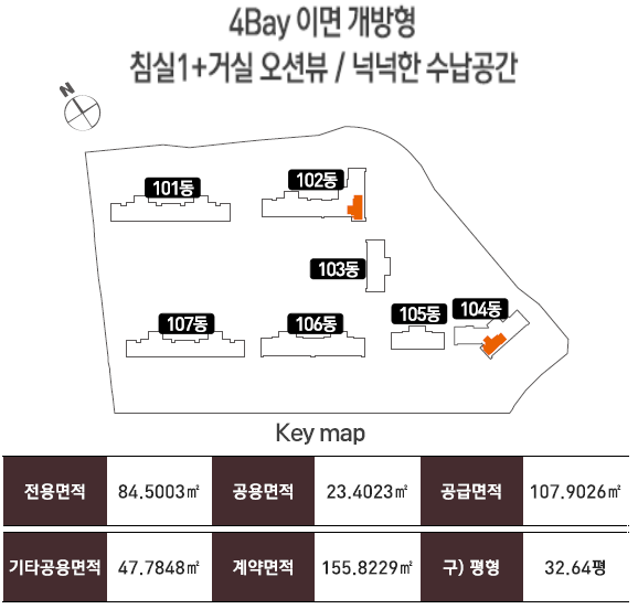 군산 예다음 세대안내 - 84㎡B 위치도