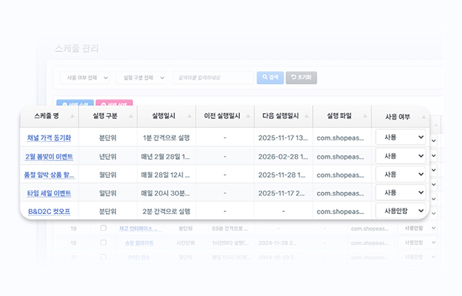 ShopEasy 가격 변경 이벤트 설정 화면