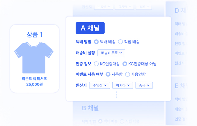ShopEasy 채널별 상품 판매 조건 설정 화면